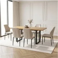 Jiexi Essgruppe Tisch-und Stuhlset, Ausziehbarer Esstisch (130–170 cm) mit 4-6 Stühlen