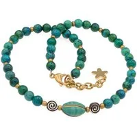 Bella Carina Perlenkette Kette mit Murano Glas Mosaik Perle, Chrysokoll und 2 Silber Perlen, mit Murano Glas Mosaik Perle