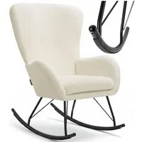 tectake Schaukelstuhl Relaxsessel Swing mit Stahlkufen und dicker Polsterung (Set, 1 St), Abnehmbares, extradickes Sitzpolster mit waschbarem Bezug