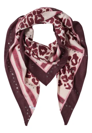 CECIL - Dreieckstuch mit Leo-Muster berry red - Gr. - ONE SIZE