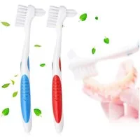 LuxusKollektion Interdentalbürsten Zahnersatz-Reinigungsbürsten Doppelborsten 1 rot 1 blau 2er-Packung