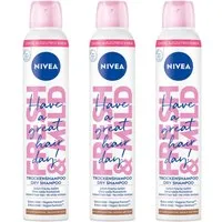 Nivea Trockenshampoo Hair Care Mittlere Haartöne Fresh & Mild schonend 3 x 200ml, 3-tlg., Hinterlässt keine weißen Rückstände