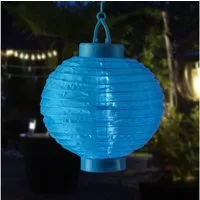 MARELIDA LED Lampion LED Solar Lampion 20cm Party Balkon Terrasse Garten Laterne blau, LED Classic, kaltweiss (5300K bis 6000K)