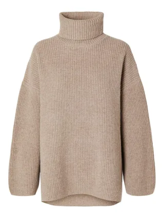 selected men - Rollkragenpullover braun - Gr. - XS