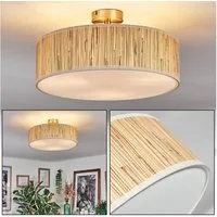 hofstein Deckenleuchte Deckenlampe aus Metall/Seegras/Stoff/Kunststoff in Naturfarben/Weiß, Deckenleuchte im modernen Boho-Design, Ø 40 cm, E27