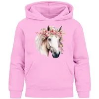 SpecialMe Hoodie Kinder Hoodie Mädchen Pferdekopf mit Blumen Mädchengeschenke Pferde