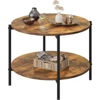 WLIVE Couchtisch Couchtisch rund mit 2 Ebenen, Beistelltisch Holz mit Metallgestell (Packung, 1 Tisch), Wohnzimmertisch mit Metallrahmen, für Wohnzimmer, Schlafzimmer