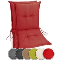 sunnypillow Stuhlkissen 2 Stück Gartenstuhlauflagen Niedriglehner 100 x 50 x 9 cm, Indoor / Outdoor Stuhlauflage Stuhlkissen, Rot