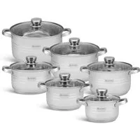 Edenberg Topf-Set Edelstahltöpfe in 6 verschiedenen Größen, große und kleine Töpfe, Aluminium, Edelstahl, Glas (Entdecken Sie zeitlose Eleganz und höchste Funktionalität mit diesem hochwertigen Topfset aus rostfreiem Edelstahl – die perfekte Wahl für