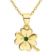 Limana Kette mit Anhänger Kleeblatt aus 925 Silber gold Symbol für Glück Eleganz Damen Halskette (Schmuck Glücksbringer inkl. Dose), Geschenk für Freundin Frauen Mutter Geburtstag Muttertag Weihnachten