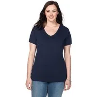 Sheego T-Shirt T-Shirt Kurzarm mit V-Ausschnitt