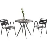 Liadomo Garten-Essgruppe Lesina Bistroset, Balkon-Set, runder Tisch mit 2 Stapelstühlen, (Gartenmöbel-Set, 3-tlg., Bistrotisch Ø 80 cm), Aluminium anthrazit