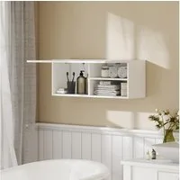 HOMCOM Hängeschrank mit Klapptür (Wandschrank, 1-St., Badezimmerschrank) mit nach oben klappbarer Tür, Gasdruckfeder, Einlegeboden, Weiß