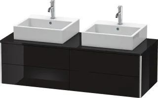 Duravit XSquare Konsolenwaschtischunterbau wandhängend Schwarz Hochglanz 1400x548x400 mm - XS4916B40 XS4916B4040