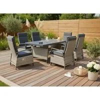 KONIFERA Garten-Essgruppe New Monaco, (Set, 13-tlg., 6x Sessel, 6x Auflagen, 1x Tisch), bestehend aus 1 Tisch, 6 Sesseln und 6 Sitzauflagen