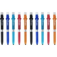 shop'n smile ideoon Kugelschreiber 4in1 Multifunktions-Kugelschreiber Set, LED-Lampe Touchpen & Ständer, (10-tlg., 5er-Set & 10er-Set), Handyhalter/Ø 1 x 13,9cm/Kipp-Gelenk/multifunktional