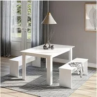 Vicco Essgruppe Sentio, Weiß, 137.6 x 92.8 cm mit 2 Bänken, (Set, 3-tlg., 3-er Set), platzsparend