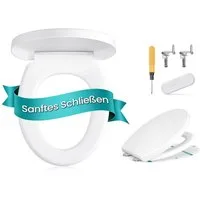 SONGMICS WC-Sitz Absenkautomatik, Toilettendeckel, belastbar mit 300 kg, Griff, PP-Kunststoff, einfache Montage
