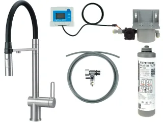 Neuesbad Spültischarmatur mit Flex-Auslauf, 2-Funktion SPRAY + WATER FILTER Set, Edelstahl Gebürstet NB1DEBRMFF75M1