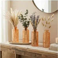 Levandeo® Dekovase, 4er Set Vase Orange H13cm Glas Blumenvase Tischdeko Frühling