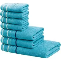 OTTO home Handtuch Set Niki, Duschtuch, Handtücher und Gästetücher, Walkfrottee (Set, 7-St), Handtücher mit mehrfarbiger Streifenbordüre, weich, aus 100% Baumwolle