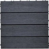 Outgarden Terrassenplatte WPC-Fliese Holzoptik Anthrazit, WPC 40x40, Anthrazit