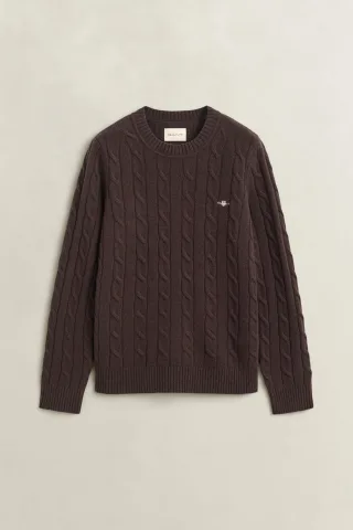 GANT - Zopfstrickpullover aus Lambswool DEEP BROWN - Gr. - XL