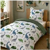 Familando Kinderbettwäsche Dinosaurier 135x200 80x80 cm Dino Bettwäsche 100% Baumwolle, Renforcé, 2 teilig, Bettwäsche mit liebevollem Motiv für Mädchen und Jungen