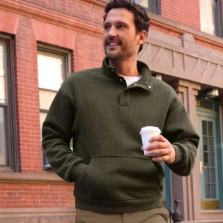 Gerippter Pullover mit Stehkragen für Herren, Herren, size: regular, Grün, by Lands' End