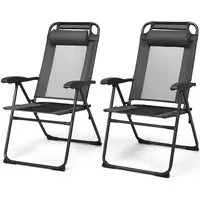KOMFOTTEU Klappstuhl Faltbare Terrassenstühle (2er Set), mit 7-Fach Verstellbarer Rückenlehne