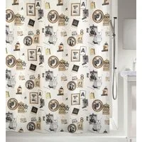 spirella Duschvorhang POSE, Textil-Duschvorhang, 100% Polyester, wasserabweisend, Anti-Schimmel-Effekt, waschbar 40°, dekoratives Motiv, Farbe schwarz-gold, Größe 180 x 200 cm