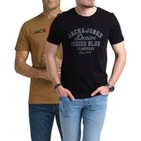 Jack & Jones Print-Shirt (Spar-Set, 2er-Pack) mit hochwertigem Logodruck, aus Baumwolle