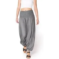 PANASIAM Haremshose Aladinhose einfarbig Haremshose aus 100% natürlicher Viskose Pumphose für Damen bequeme Freizeithose Pluderhose