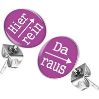 Taffstyle Paar Ohrstecker Lustige bunte Ohrringe mit Spruch Hier rein, Da raus (Witzige Ohrstecker als Geschenk für Frauen und Männer)