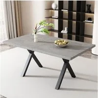 KLAM HOME Esstisch Moderner Esstisch Mit Kreuzbein Design In Eiche Und Schwarz (140x80cm Rechteckiger Tisch Aus Schmiedeeisen Und MDF), Vielseitiger Ess- Und Couchtisch Mit Hoher Tragkraft