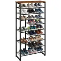 relaxdays Schuhregal Metall & MDF 10 Ebenen, 1-tlg., Vintagebraun