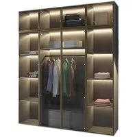 Compleo Drehtürenschrank mit Glasfront, Pefekt Garderobe, LED-Beleuchtung STELLS Kleiderschrank mit Aufsatz und Schubladen
