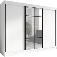 A&J MöbelLand GmbH Schiebetürenschrank ORAVELLE 3-türiger Kleiderschrank mit Spiegel, 4 Schubladen (TOP ANGEBOT! Geräumiger Schrank mit einer Breite von 200 cm und Spiegel, ideal zur Aufbewahrung von Kleidung und Accessoires. 4 Schubladen gratis und 