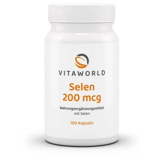 Vitaworld Selen 200 mcg | 100 Kapseln | essenzielles Spurenelement | vegan