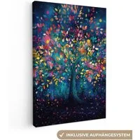 OneMillionCanvasses® Leinwandbild Bunt - Baum - Magisch - Abstrakt, Fotodruck (1 St), Leinwand Canvas Wandbild, Wanddekoration 20x30 cm
