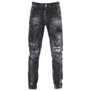 Dsquared2 Tidy Biker Jeans, Used-look, Schwarz