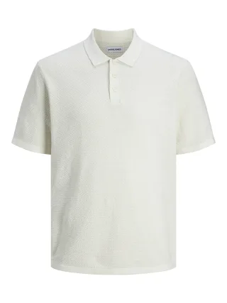 JACK&JONES - JJEGEORGE KNIT POLO SS SN Cloud Dancer - Gr. - XL
