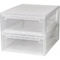 Kreher Schubladenbox Set: 2 x Schubladenbox 52 Größe XL, 22 Liter - extra tief und halbhoch