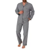 Normann Pyjama Gewebter Herren Pyjama, durchknöpfbarer Schlafanzug mit Streifen