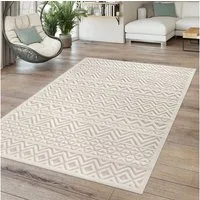 TT Home Teppich Diele, Esszimmer, Flur, Küche, Schlafzimmer, Wohnzimmer, Rechteckig, Höhe: 14 mm, In-& Outdoor Teppich Esszimmer Wetterfest Balkon Unifarben 3D Boho Ska