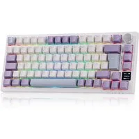 AJAZZ AK820 Pro ISO-DE Mechanische, RGB-Gaming(75) Tastatur (QWERTZ-DE-Layout, BT/2,4 GHz/Kabel, TFT-Display, Creamy Gasket)