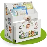 Juskys Bücherregal Kinder Bücherregal, 3 Fächer, Spielzeugkiste, kindgerecht, anbringbaren Stickern