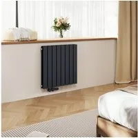 EMKE Heizkörper Doppellagig Flach Horizontal Design Paneelheizkörper, Seitenanschluss Anthrazit 805W für 7qm Raum