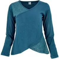 Guru-Shop Longsleeve Langarmshirt Boho-chic - blau alternative Bekleidung