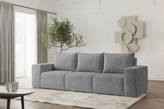 Sofa Designersofa ESTELLE 3-Sitzer in Stoff Abriamo Grau